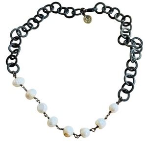 BChaos Freshwater Baroque Pearl Beads Bronze Necklace BOHO Choker Bchaos.com 16"